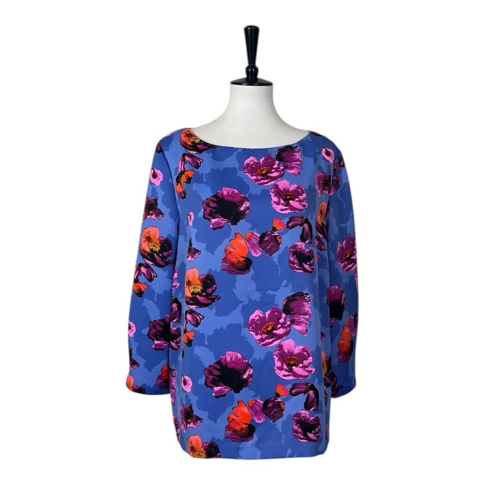 Banana Republic New Top Boat Neck Long Sleeves Purple Floral Women’s Size Large